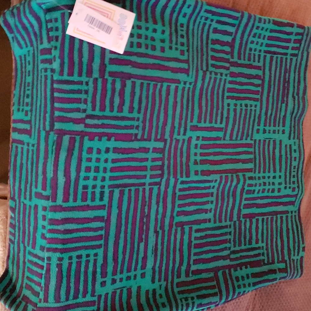 NWT 3X LuLaRoe Cassie Pencil Skirt-Green and Purple stripes